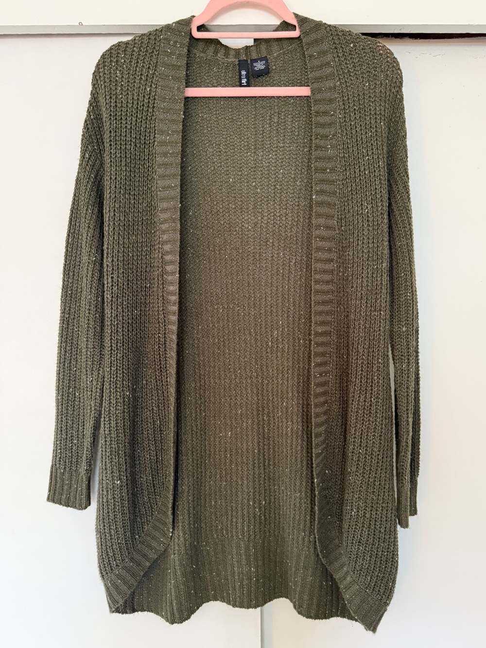 WOMEN’S OPEN KNIT CARDIGAN DARK GREEN SIZE SMALL